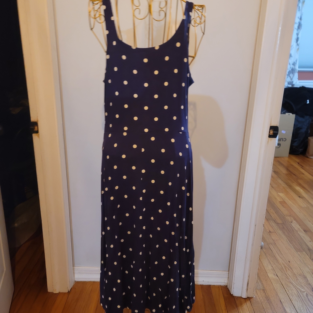Old Navy Navy Blue Polka Dot Midi Dress